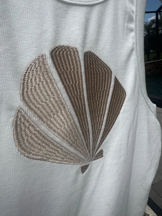 Pretty Garbage Cream Ribbed Shell-Embroidered Tank - Picture 2 of 4